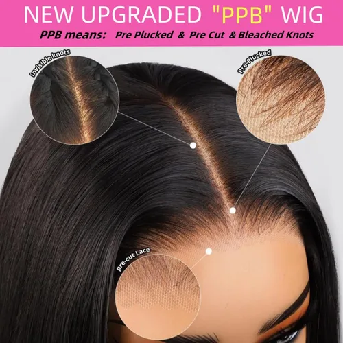 Miniatura 3 de Peluca de cabello humano con encaje frontal de onda profunda, precortada en 3 segundos, precortada en 3 segundos, precortada, con encaje frontal, 24