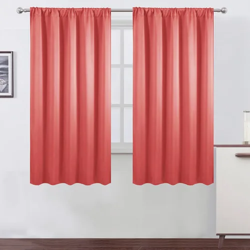 Miniatura 110 de LEMOMO Cortinas opacas negras para cocina, 42 x 45 pulgadas, juego de 2 paneles de cortinas opacas con bolsillo para cortinero para ventana pequeña