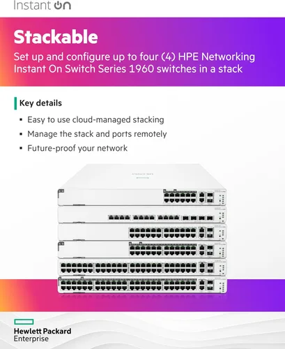 Miniatura 6 de Aruba Instant On 1960 Switch Inteligente de 48 Puertos Gb-48x 1G 2X SFP+ 2x10GBase-T (JL808A#ABA)