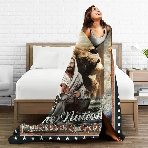 Miniatura 7 de Manta cristiana de Jesús con diseño de león de Cristo Jesús, manta decorativa de león de Judá, regalos para niñas y niños, ropa de cama de invierno
