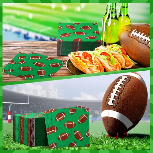 Miniatura 7 de Tinlade 100 hojas de servilletas de fútbol de fútbol, decoración de club de fútbol, servilletas de papel desechables de neón, suministros de fiesta