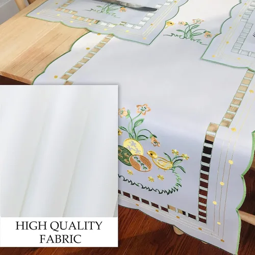 Miniatura 3 de Mantel bordado para decoración de encaje a prueba de polvo, sin arrugas, lavable, floral, rectangular, para cocina, comedor, vacaciones, cumpleaños