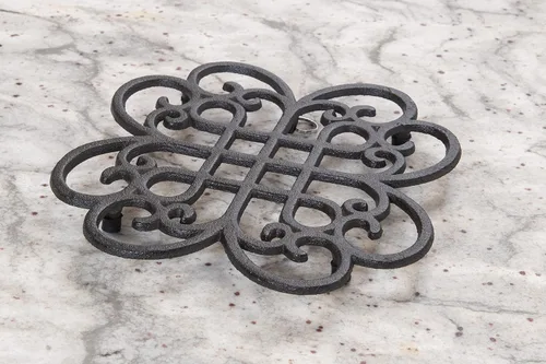 Miniatura 9 de GASARÉ, Salvamanteles de hierro fundido para platos calientes, ollas y sartenes, salvamanteles de metal, diseño clásico, tapas de patas de goma
