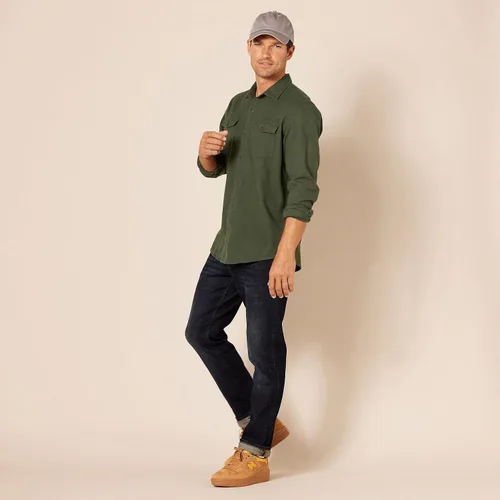 Miniatura 5 de Tienda Essentials Camisa de franela de manga larga con dos bolsillos para hombre