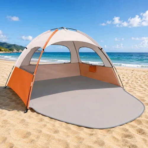 Miniatura 15 de NXONE Tienda de campaña de playa con protección UV UPF 50+, ligero y fácil de instalar, toldo de playa portátil para la familia, gran espacio