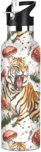 Miniatura 18 de Botella de agua aislada con popote Kawaii Lion White de doble pared aislada al vacío ligera para deportes, gimnasio, viajes al aire libre, escuela 01
