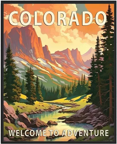 Miniatura 37 de Póster artístico de Alaska, decoración artística de paisaje retro de Estados Unidos, pintura de montaña y paisaje de aventura para dormitorio, sala