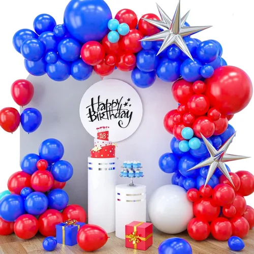 Miniatura 10 de Decoración del día del padre, arco de globos azul marino para el día del padre, kit de guirnalda de globos azules y dorados con corbata para barba
