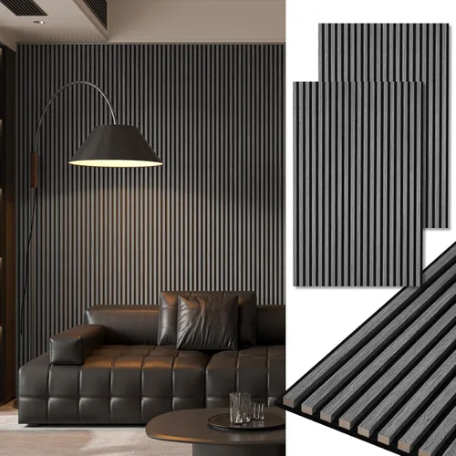 Miniatura 17 de Art3d Paquete de 2 paneles acústicos de madera de 108" x 12" para pared, paneles de listones de madera insonorizados para pared y techo, paneles