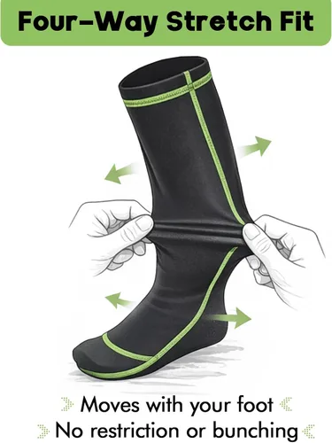 Miniatura 3 de Riverruns Calcetines para vadear, calcetines de pesca de nailon para hombres y mujeres, pesca al aire libre, surf, wakeboard, Negro