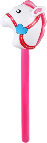 Miniatura 9 de EVERMARKET Caballo inflable, cabeza de caballo inflable en palo, disfraz de caballo, poni, Halloween, vaquero occidental, caballo, baby shower