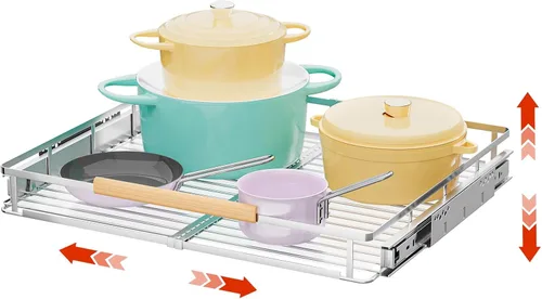 Miniatura 12 de Paquete de 2 organizadores extraíbles expandibles, cajones deslizantes para armarios de cocina, guías de cajones resistentes para el hogar, cocina