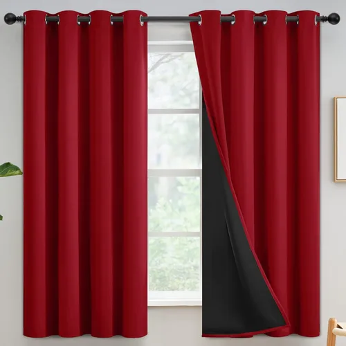 Miniatura 274 de Yakamok Cortinas negras, cortinas de ventana con aislamiento térmico y eficiencia energética para dormitorio, cortinas opacas completas y cortinas