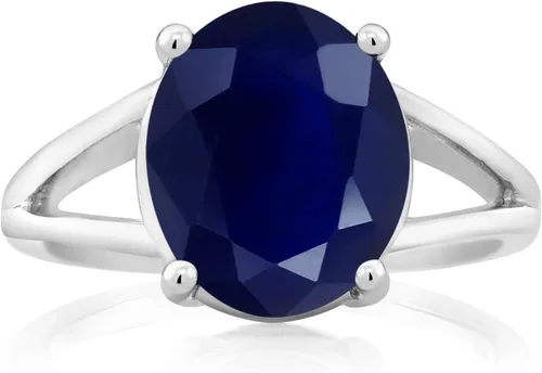Miniatura 69 de Gem Stone King Anillo solitario con piedra preciosa de 3.00-7.00 quilates Plata de ley 925 Ovalado de 0.47 x 0.49 pulgadas Anillo