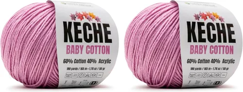 Miniatura 76 de Keche Hilo de algodón, 60% algodón, 40% hilo acrílico, hilo de algodón suave para crochet y tejer, hilo amigurumi, 1 madeja/bola, 1.76 onzas (50g)