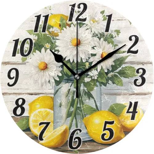 Miniatura 34 de Reloj de pared con mariposas moradas, silencioso, funciona con pilas, floral, sin tictac, decorativo, reloj analógico de cuarzo redondo de 9.5 A01