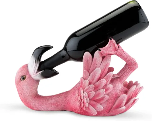 True Flirty Flamingo - Soporte para botella de vino de poliresina, perfecto para decoración de cocina, accesorios de vino, decoración de bar de