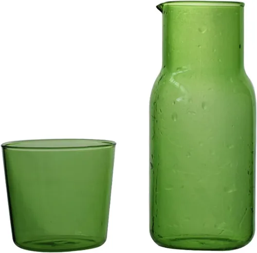 Miniatura 12 de Juego de jarras de agua de vidrio para mesita de noche con taza, jarra de vidrio con tapa para enjuague bucal para dormitorio, baño, jugo, vino