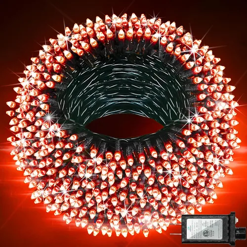 Miniatura 22 de Paquete de 2 Total 200 Pies 600 Luces LED de Navidad en Cadena, Luces de Árbol de Hadas Blanco Frío Conectables, 8 Modos y Temporizador Luces