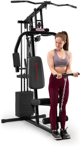 Miniatura 5 de Marcy Estación de entrenamiento multifuncional con pila de 100 libras a 200 libras para gimnasio en casa para levantamiento de pesas y culturismo