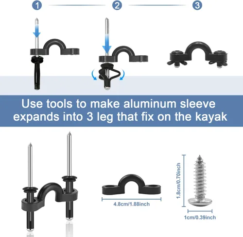 Miniatura 3 de HLOGREE Paquete de 2/4 asas para kayak, mango de transporte de kayak con remaches, asas de repuesto para kayak, asas de kayak para Gris - 2 asas