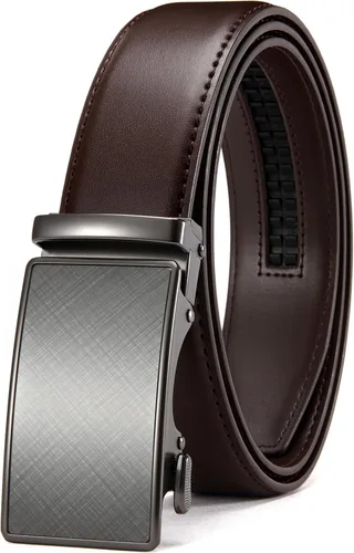 Miniatura 14 de CHAOREN - Cinturón para hombre - Cinturón de trinquete de cuero de 1 3/8 pulgadas para pantalones de vestir - Cinturón micro ajustable que se adapta