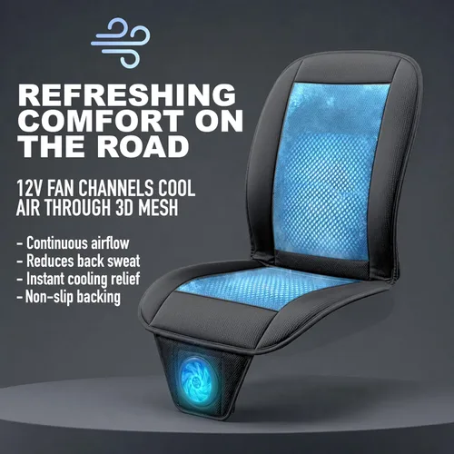 Miniatura 6 de ZONETECH Cojín de enfriamiento para asiento de auto 12V negro, temperatura ajustable, cómodo cubreasiento de auto