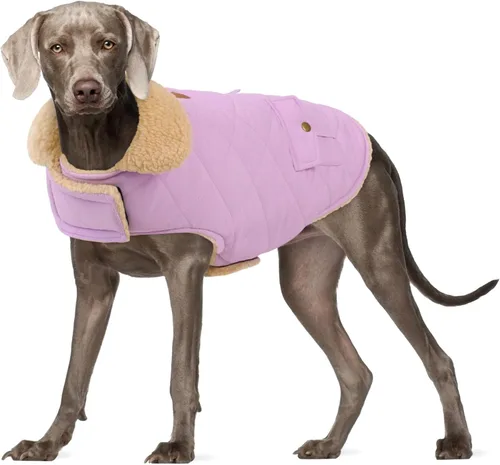 Miniatura 27 de Abrigo de invierno para perros pequeños y medianos, chaqueta a cuadros para cachorros, abrigo de algodón para clima frío, prendas cálidas y Rojo