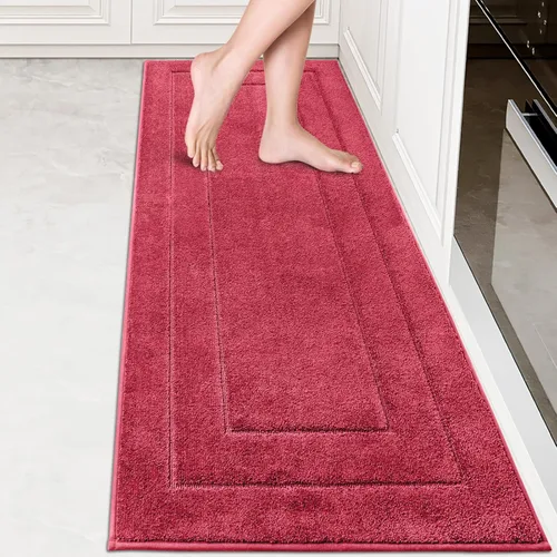 Miniatura 29 de PURRUGS Juego de 2 alfombras de cocina lavables a máquina (24 x 35.5 + 24 x 59 pulgadas), alfombras de pasillo de cocina antideslizantes y Marrón