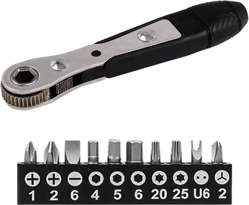 Juego de puntas de destornillador de trinquete de 36 dientes de 1/4 de pulgada, juego de puntas de destornillador de 90 grados de alto par de