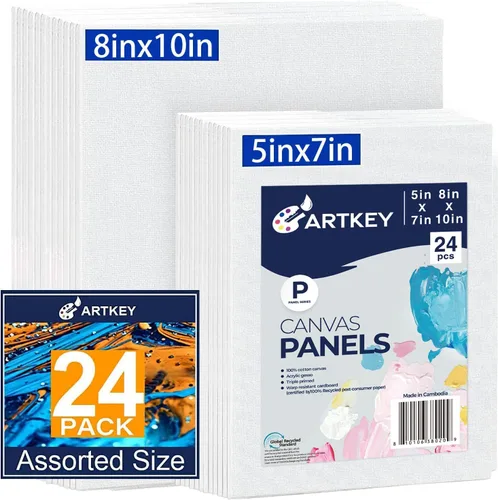 Miniatura 8 de Artkey Lienzos para pintar de 8 x 10 pulgadas, paquete de 12 unidades, 10 onzas, imprimados 100% algodón, blanco para pintura, suministros de arte