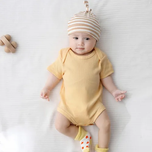Miniatura 55 de Body de manga corta para bebé recién nacido, ropa de algodón de una pieza, 5 unidades, 0-12 meses