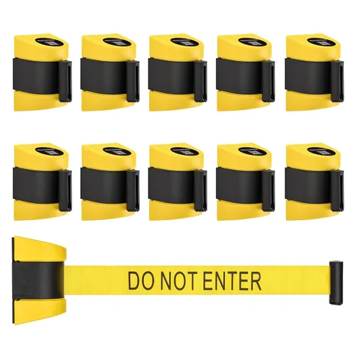 Miniatura 16 de DuraSteel Barrera retráctil para cinturón de control de multitudes de montaje en pared, cinturón de barrera retráctil negro de 9.2 pies, barreras