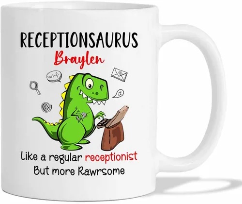 Miniatura 22 de Taza de café de recepcionista personalizada, regalos para agradecimiento, taza blanca de recepcionista, taza de viaje para recepcionistas, taza