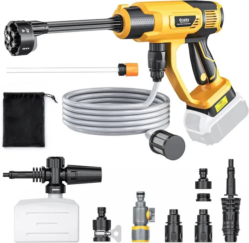 Ecarke Herramienta de limpieza portátil para automóvil compatible con batería Dewalt de 20 V, boquilla 6 en 1 y cañón de espuma, ajuste de 3