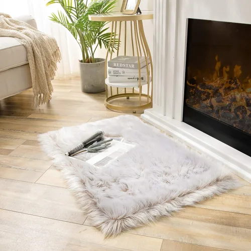 Miniatura 28 de Ashler Home Deco - Tapete de pelo sintético de oveja, mullido, suave, de 2 x 3 pies, lavable a máquina, dormitorio, habitación de los niños, sala