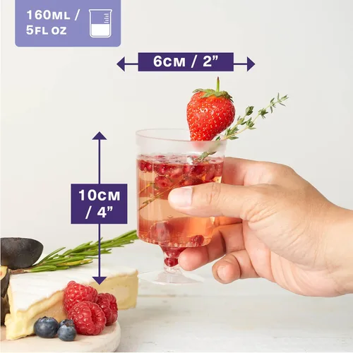 Miniatura 2 de MATANA 50 copas de vino de plástico transparente con tallo para fiestas (5 onzas), copas de vino de plástico de 4 pulgadas, copas de vino, perfectas