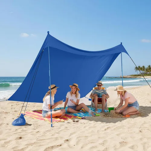 Miniatura 27 de CROWN SHADES Tienda de campaña de playa de 7 x 7, toldo de playa fácil de desplegar, UPF50+, 2 postes ajustables, turquesa