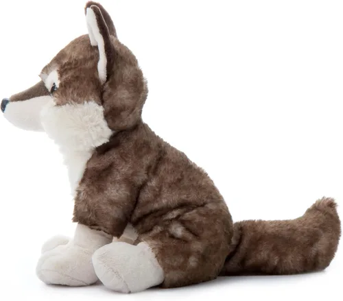 Miniatura 4 de The Petting Zoo Peluche de lobo de madera, regalos para niños, animales salvajes del zoológico Onez, juguete de peluche de lobo de madera sentado