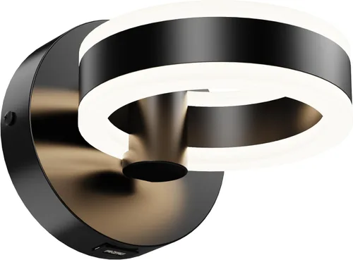 Apliques de pared LED con interruptor de encendido/apagado, luminarias de pared giratorias cableadas de color negro mate, puerto de carga USB