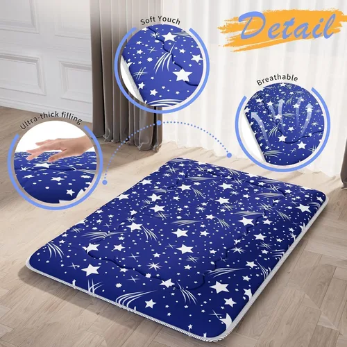 Miniatura 3 de Kiseely Colchón de futón japonés, plegable, tapete de tatami portátil, almohadilla para dormir con bolsa y correa, colchón grueso para dormir