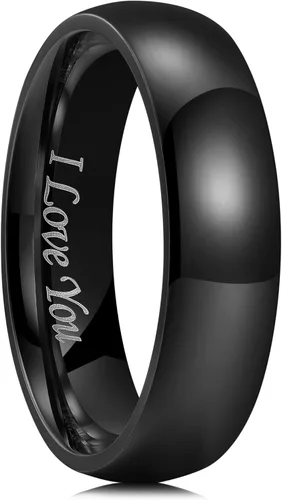 Miniatura 10 de King Will Alianza de boda de acero inoxidable 316L para hombres y mujeres, anillo de boda de 0.31 a 0.315 pulgadas de ancho, chapado en negro