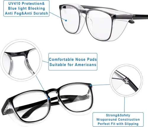 Miniatura 6 de SQIMZAR - Lentes de seguridad para mujeres, para enfermeras, lentes protectores, lentes de seguridad antivaho