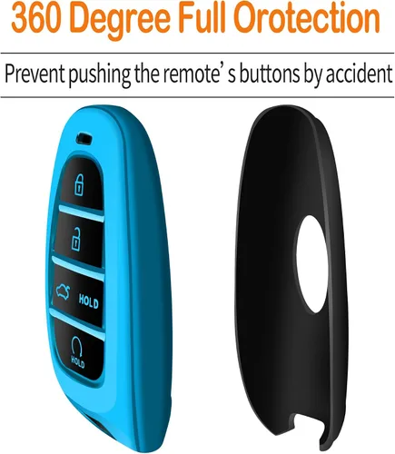 Miniatura 4 de Funda para llavero con llavero suave de protección completa para llave compatible con Hyundai Sonata Tucson 2019, 2020, 2021, 2022 (azul, 5 botones)