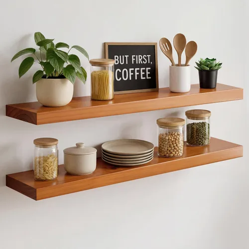Miniatura 16 de Homeforia Estante flotante blanco de 48 pulgadas, estantes flotantes de madera maciza de alta gama de 48 pulgadas de largo para montaje en pared