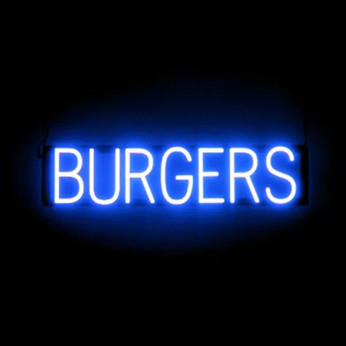Miniatura 25 de SpellBrite HAMBURGERS Letrero para restaurantes Letreros relacionados con el comedor con aspecto de neón, luz LED roja 40.0 x 6.3 pulgadas Rojo