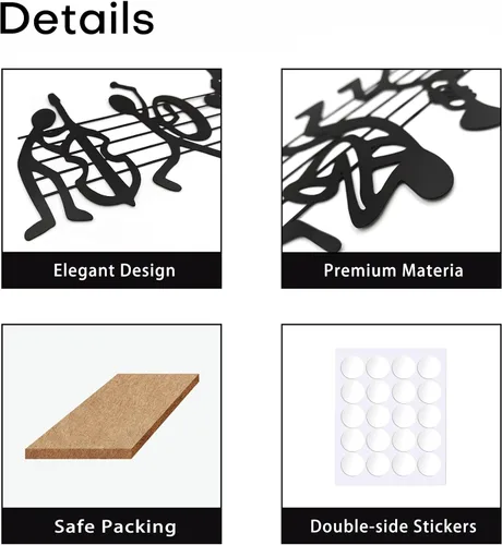 Miniatura 3 de Aimery Decoración de pared musical – Esculturas de banda de música y notas musicales – Soporte de pared para sala de estar, dormitorio – Regalo