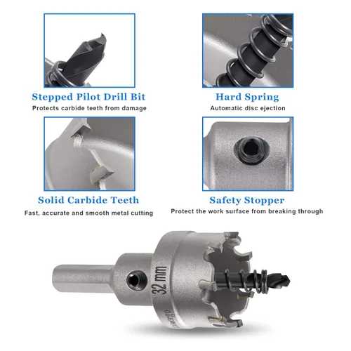 Miniatura 3 de Luomorgo 1-1/4" 105.0 ft m agujero de carburo vio el cortador resistente del agujero para el acero inoxidable