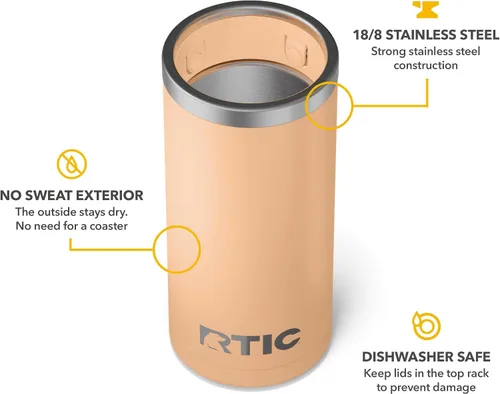 Miniatura 3 de RTIC Enfriador de latas delgado, se adapta a todas las latas delgadas de 12 onzas, de acero inoxidable aislado, a prueba de sudor, mantiene el frío