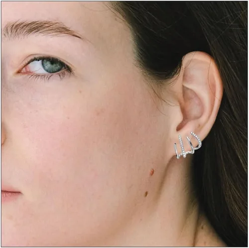 Miniatura 3 de Aretes de aro de oro de moda para mujer, chapados en oro de 14 quilates, aretes de plata de ley con circonitas cúbicas AAAA+, aretes de aro dobles